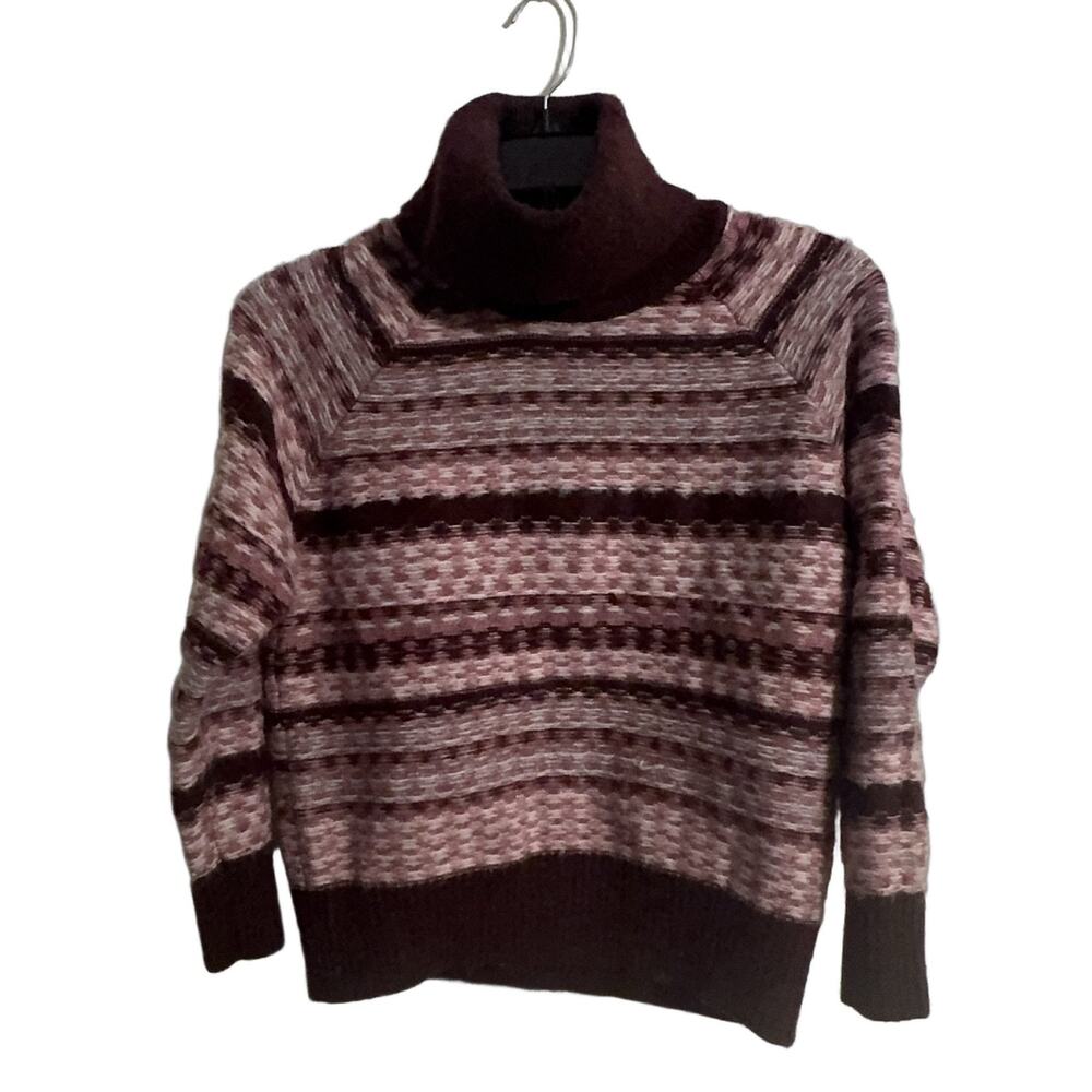 INDUSTRY Turtleneck Sweater L Fair Isle Knit Pullover Long Sleeve Cozy Warm